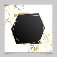 Wall Mural - Golden paint splatter shiny glowing blank frame