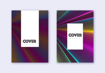 Hipster cover design template set. Rainbow abstrac