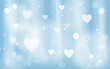 Hintergrund mit Herzen in blau weiß, 
Dekoration Vorlage, 
Vektor Illustration
