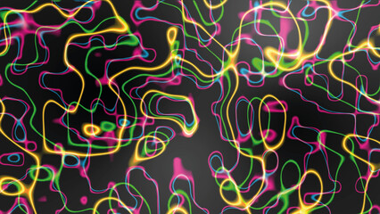 Aufkleber - Abstract neon background. Pattern rainbow chaotic circle, glowing lines. Sparkling lightning design, space tunnel, energy flow. Artificial intelligence. Smoke rings. Poster technology, social networks