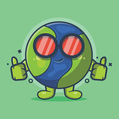 cute earth character with thumb up hand gesture isolated cartoon in flat style design. great resource for icon,symbol, logo, sticker,banner.