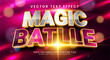 Magic battle editable text style effect with purple color. 3D vector text