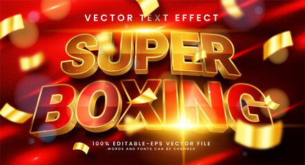 Wall Mural - Super boxing editable text style effect with red and gold color. 3D vector text