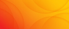 Abstract Yellow And Orange Curve Background. Vector Long Banner For Social Media Posts, Presentations
