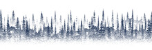 Vector Sketch, Banner. Forest, Imitation Of A Pencil Drawing.	