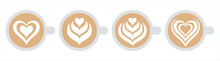 Coffee latte art icon. Coffee cup latte art icons vector illustration.