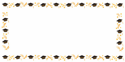 Graduation concept simple frame. Graduate frame for banner, background, decoration and graphic design. Graduation hat decoration border. Vector illustraiton.