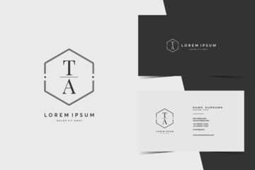 Wall Mural - simple hexagon TA monogram logo icon. Modern elegant minimalist design with professional business card template