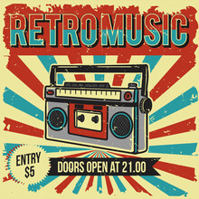 Vintage Style Radio Music Retro Poster And Flyer Template