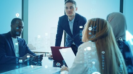 Poster - Business network concept. Teamwork. Partnership. Human resources.