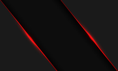 Fototapete - Abstract black red line light banner slash on grey design modern futuristic background vector