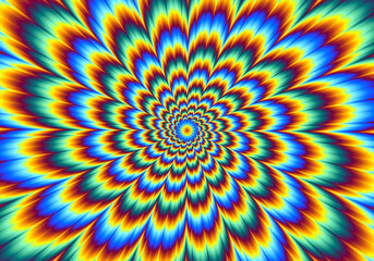 Wall Mural - pulsing fiery flower. optical illusion of movement.