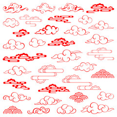 Sticker - Asian Chinese and Japanese style Traditional clouds  
oriental Tribal pattern China elements ornament 
background for design prints Abstract flat cartoon 
backdrop Geometric texture 