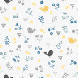 © Tsvetina - Bird and flower colorful seamless pattern. Floral vector print design.