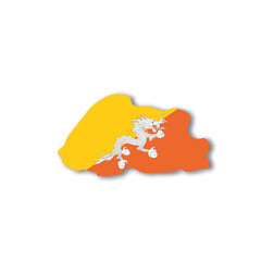 Canvas Print - Bhutan national flag in a shape of country map