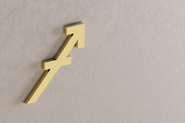 Aufkleber - Golden zodiac sign Sagittarius on a white wall background. 3d rendering illustration. Abstract contemporary colors pattern for design.