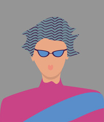 Portrait of a modern young man in a hood and glasses. Abstract male portrait on a colored background. Vector flat illustration