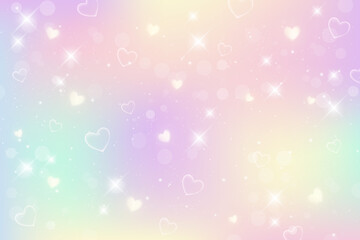 Wall Mural - rainbow fantasy background. holographic illustration in pastel colors. cute cartoon girly background