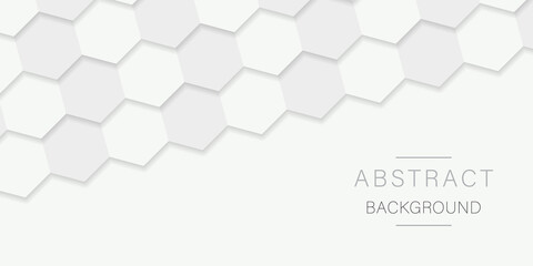 Wall Mural - 3d white and grey honeycomb geometric pattern. hexagon white background. abstract hexagon futuristic