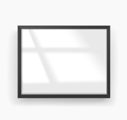 Poster - Empty photo frame with transparent glass. Shadow overlay vector effect