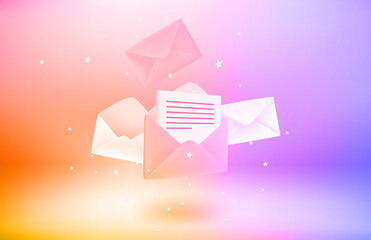 Poster - Receiving and sending mail concept. 3d vector objects with levitation effect
