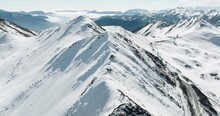 Aerial Winter Landscape Snow Covered Mountains