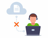 Fototapeta Dinusie - access to documents that are in cloud storage is closed. data protection. flat vector illustration.