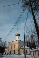 Wall Mural - View of Elijah the Prophet Church in Kamenya on an early winter morning in Vologda