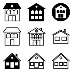 House Flat Icon Set Isolated On White Background