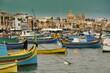 Typical fishing boats at the village of Marsaxlokk on the island of Malta