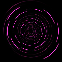 Wall Mural - Vector electronic cyberpunk light pink rounds on black background. Abstract futuristic circles tech digital background music sound cyber punk concept. Vector illustration