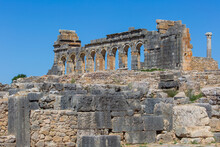 The Large Facade Of An Ancient Building In Volubilis Hints At The Grandeur Of Old Moroccan Culture
