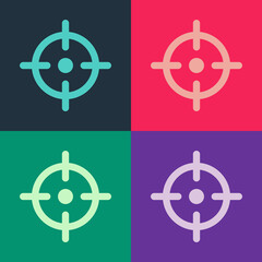 Wall Mural - Pop art Target sport icon isolated on color background. Clean target with numbers for shooting range or shooting. Vector