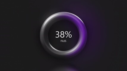 Poster - Loading ring with percentages. Motion. Ring with moving colored loading line and increase in number of percentages. Loading or charging as percentage
