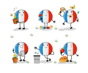 Wall Mural - french flag save the earth group. cartoon mascot