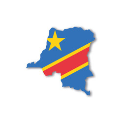 Wall Mural - Democratic Republic of the Congo national flag in a shape of country map