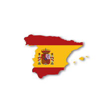 Spain National Flag In A Shape Of Country Map