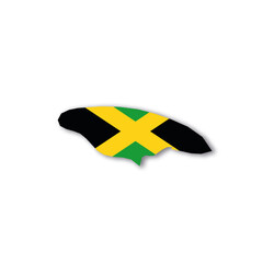 Sticker - Jamaica national flag in a shape of country map
