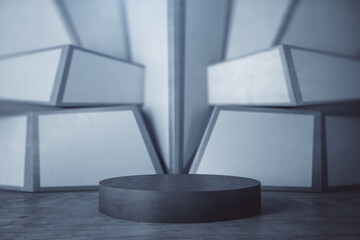 Aufkleber - Empty podium with mock up place on abstract wall background. Product presentation concept. 3D Rendering.