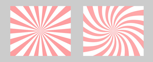 Aufkleber - Solar explosion Sun Burst Effect. Vector Sunburst wallpaper. Pink rose color burst set of 2 sun rays background. Circus background, abstract pattern with colorful rays, banner element for show, fair.