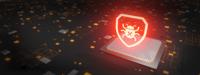 cybersecurity vulnerability Log4J concept in circuit board motherboard processor