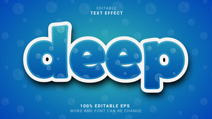 deep 3d cartoon game editable text effect template with bubble pettern