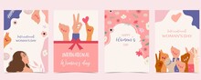 Woman Internation Day Background With Face,hair,hand And Flower
