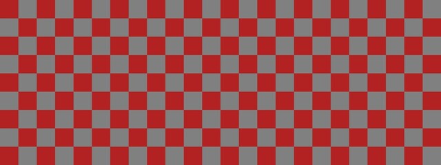 Wall Mural - Checkerboard banner. Grey and Firebrick colors of checkerboard. Small squares, small cells. Chessboard, checkerboard texture. Squares pattern. Background.