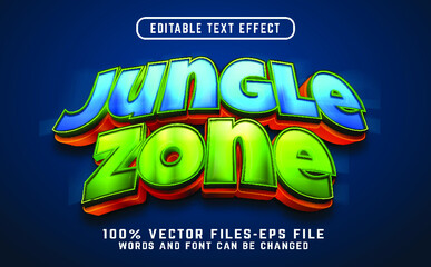 Wall Mural - jungle zone 3d text effect premium psd with smart object