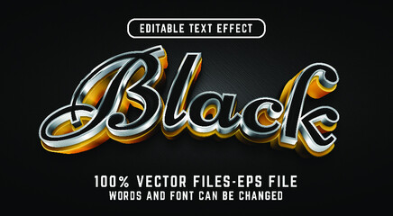Poster - black 3d text effect. editable text effect with golden and silver style premium vectors