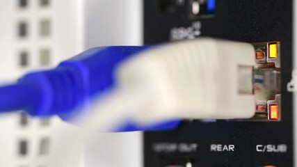 Aufkleber - Ethernet cable RJ45 connected to the personal computer with blinking working status