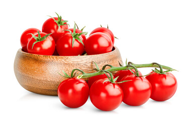 Wall Mural - bowl with cherry tomatoes on isolated white background