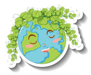 Poster - Smiling earth planet in cartoon style