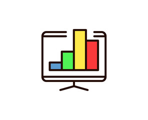 Fototapete - Graph flat icon. Thin line signs for design logo, visit card, etc. Single high-quality outline symbol for web design or mobile app. Graph outline pictogram.